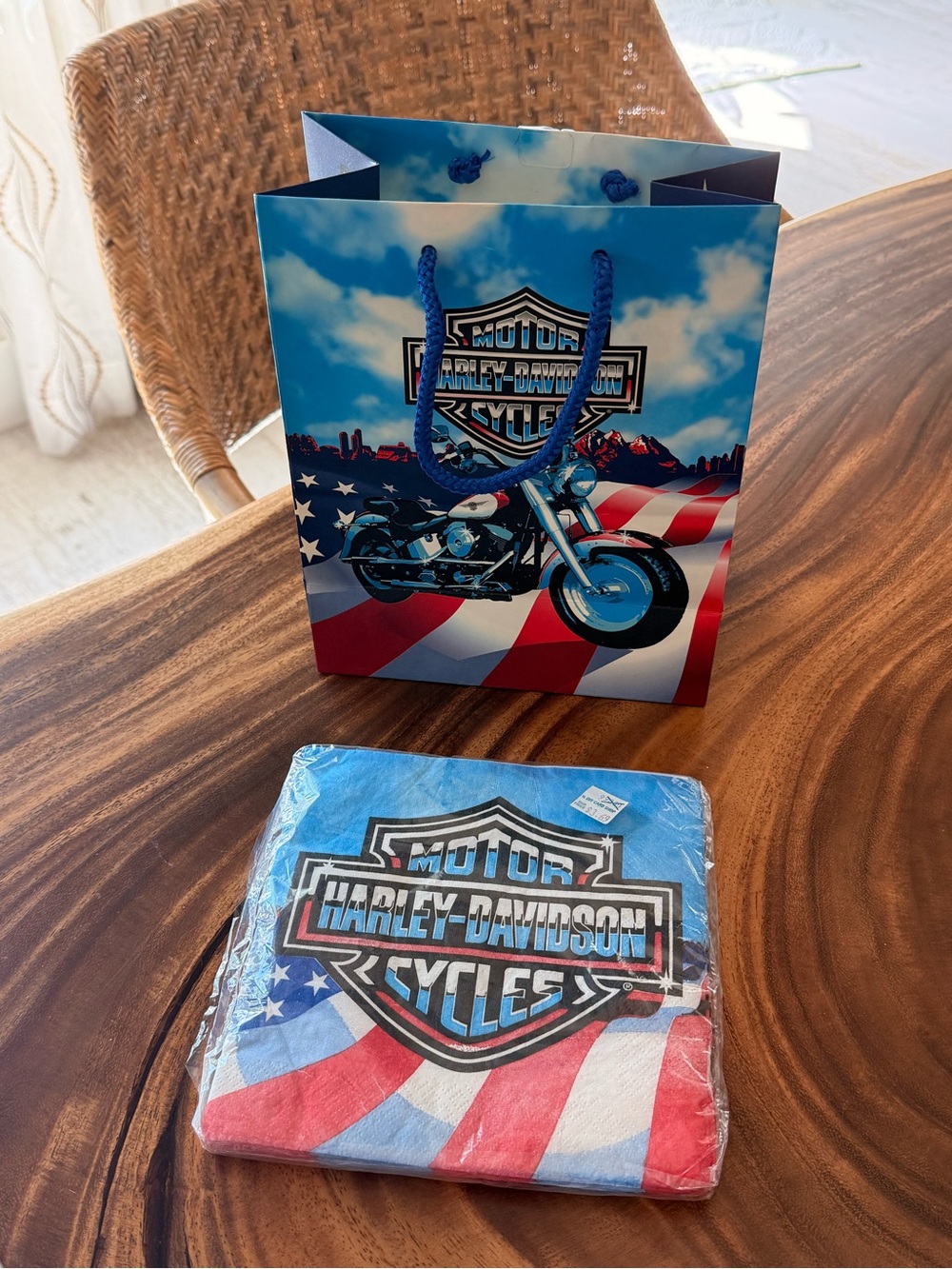 Vintage Harley-Davidson Gift Bag and Packaged Napkins